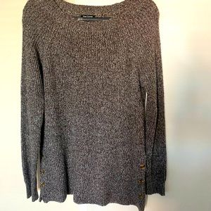 Pink Clover Brown Sweater w/Side Slits & buttons